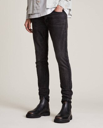 Cigarette Skinny Fit Stretch Denim Jeans - Washed Black-AA