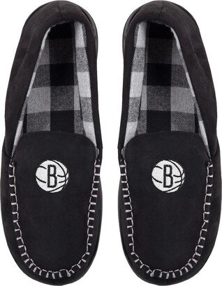 Men's Foco Brooklyn Nets Team Logo Flannel Moccasin Slippers