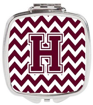 CJ1051-HSCM Letter H Chevron Maroon & White Compact Mirror, 3 x 0.3 x 2.75 in.