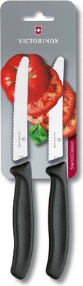 Swiss Classic 4.3 Inch 2 Piece Tomato And Table Knife Wavy Edge Black