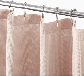 mDesign Cotton Waffle Knit Shower Curtain, Spa Quality - 72 x 84, Rosette Pink