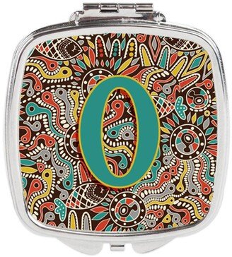 CJ2013-OSCM Letter O Retro Tribal Alphabet Initial Compact Mirror