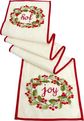 72 Holly Wreath Joy Christmas Table Runner