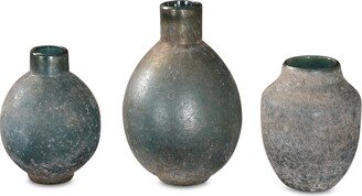 Mercede Weathered Blue-Green Vases, Set of 3