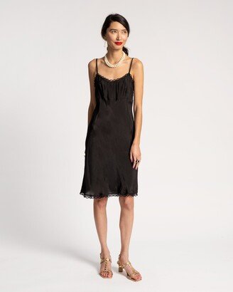 Scallop Slip Dress Silk Black