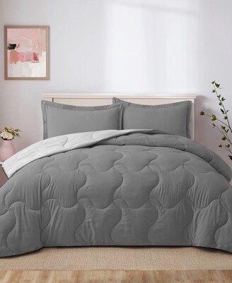 Lightweight Quilted Reversible Down Alternative Comforter Set, 2 Piece, Twin - Dark Gray, Light Gray