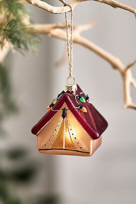 Glowing Camping Tent Glass Ornament