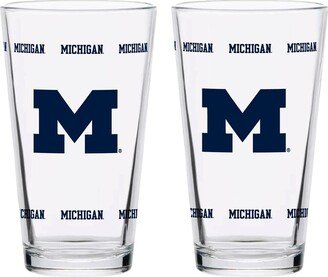 Michigan Wolverines Two-Pack Knockout 16 Oz Pint Glass Set