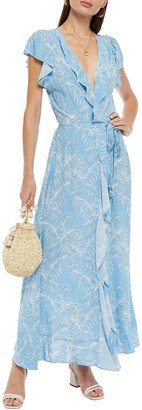 Brianna ruffled printed voile maxi wrap dress