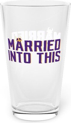 16 Oz Beer Viking Pint Glass | Married Into This Minnesota Football Tailgate Drinkware - Man Cave Essentials