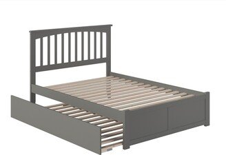 AFI Mission Full Platform Bed with Footboard and Twin Trundle in Grey