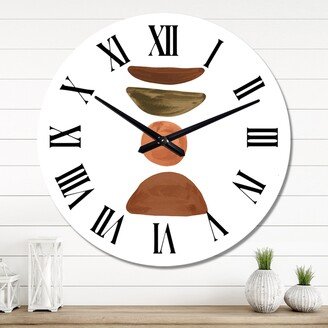 Designart 'Minimal Half Moons And Orange Full Moon' Modern wall clock