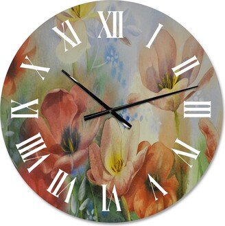 Designart 'Vintage Flowers In Dark Pastel Colours' Traditional wall clock