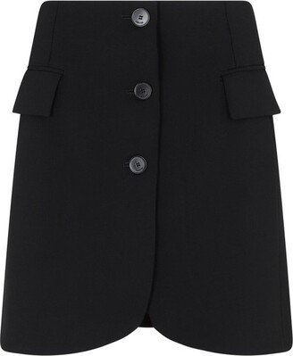 Button-Detailed Tailored Mini Skirt