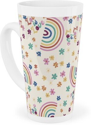 Mugs: Love Is Love Rainbow - Pride - Muted Tall Latte Mug, 17Oz, Multicolor