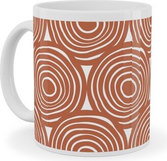 Mugs: Overlapping Circles - Terracotta Ceramic Mug, White, 11Oz, Brown