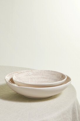 Set Of Two Glazed Ceramic Bowls - Off-white