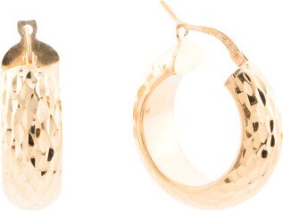 TJMAXX 18Kt Gold Plate Diamond Cut Puff Hoop Earrings For Women