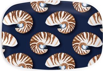 Serving Platters: Nautilus - Indigo Serving Platter, Blue