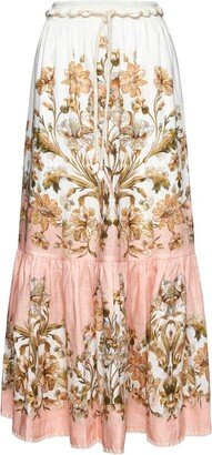 Chintz Tiered Floral Printed Midi Skirt
