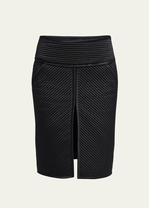 Pinstripe Quilted Satin Pencil Skirt