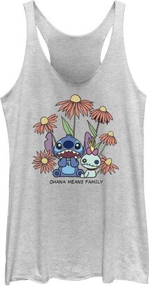 Lilo & Stitch Chibi Floral Women's Racerback Tank Top