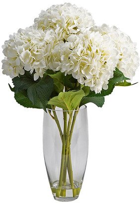 Cream Hydrangeas in Glass Vase