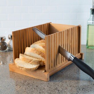 Bamboo Bread Slicer - Foldable, Adjustable Knife Guide and Board for Even Loaf Cutting - Food Preparation Tool for Home Bakers