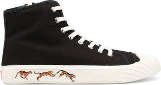 Tiger-Print High-Top Sneakers