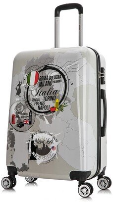 World Print Lightweight Hardside Luggage 24In