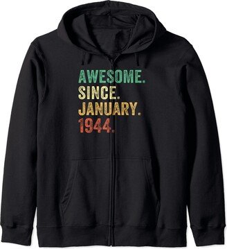 Generic 80 Years Old Awesome Since January 1944 80th Birthday Women Zip Hoodie