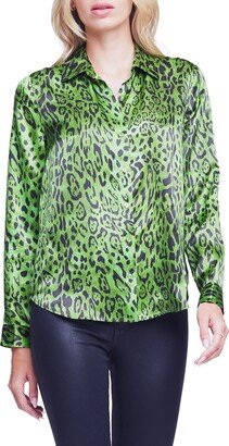 Tyler Holly Animal Print Silk Blouse