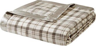 Gracie Mills Micro Fleece Luxury Premium Soft Cozy Mircofleece Blanket, Grey Plaid - King