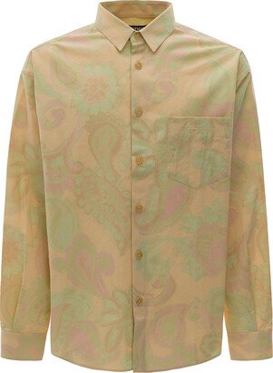 Beige Shirt 'la Chemise Simon' With Graphic Print Beige In Viscose Man