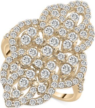 Diamond Filigree Cluster Ring (1-1/2 ct. t.w.) in 14k White Gold or 14k Yellow Gold, Created for Macy's