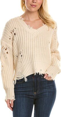 Distressed V-Neck Sweater