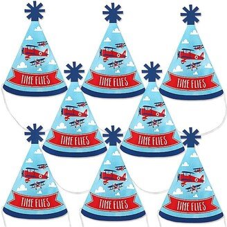 Big Dot Of Happiness Taking Flight - Airplane - Mini Cone Vintage Plane Small Party Hats - Set of 8