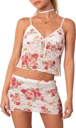 EDIKTED Portofino Floral Sheer Lace Crop Camisole