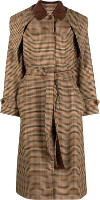 Prince of Wales-pattern belted trench coat