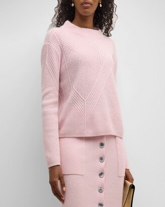 Ribbed Funnel-Neck Wool-Cashmere Sweater