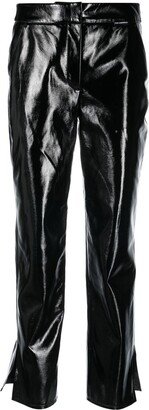 Faux-Leather Patent-Finish Trousers