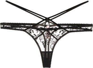 Black Ozella Floral Lace Thong