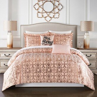 Chic Home Design Shefield 7 Piece Comforter Set Geometric Gold Tone Metallic Lattice Pattern Print Bed In A Bag