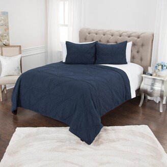 Simpson Indigo, Navy Blue Geometric Queen-size Quilt Set