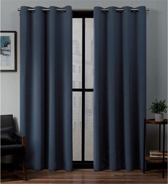 Sateen Twill Woven Blackout Grommet Top Curtain Panel Pair, 52 x 96