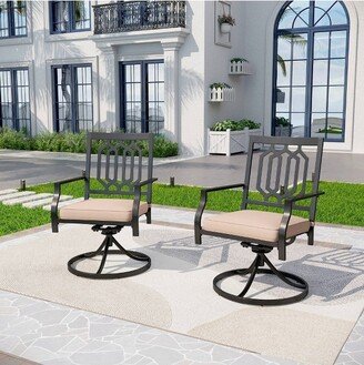 Captiva Designs 2pc Outdoor Metal Swivel Rocking Chairs with Cushions - Black - Capiva Designs
