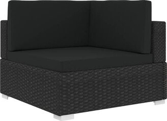 Sectional Corner Chair with Cushions Poly Rattan Black