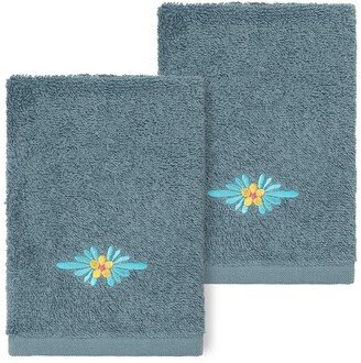 Feliz Embellished Washcloth - Set of 2 - Teal