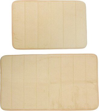 Unique Bargains Memory Foam Bathroom Mat Non Slip Soft Bath Mats Rugs Machine Washable 2 Pcs Beige 31x19