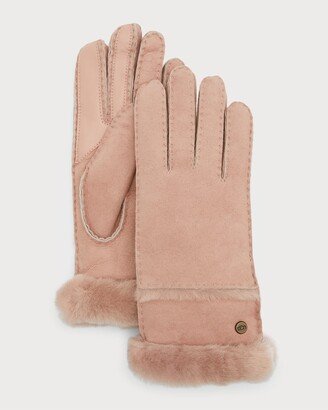 Seamed Touchscreen Shearling-Lined Gloves